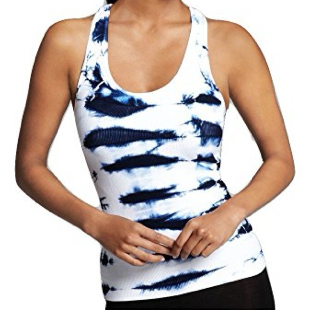 Phat Buddha Varick Racerback Blue White Stretch Tie Dye Tank Top EUC One Size